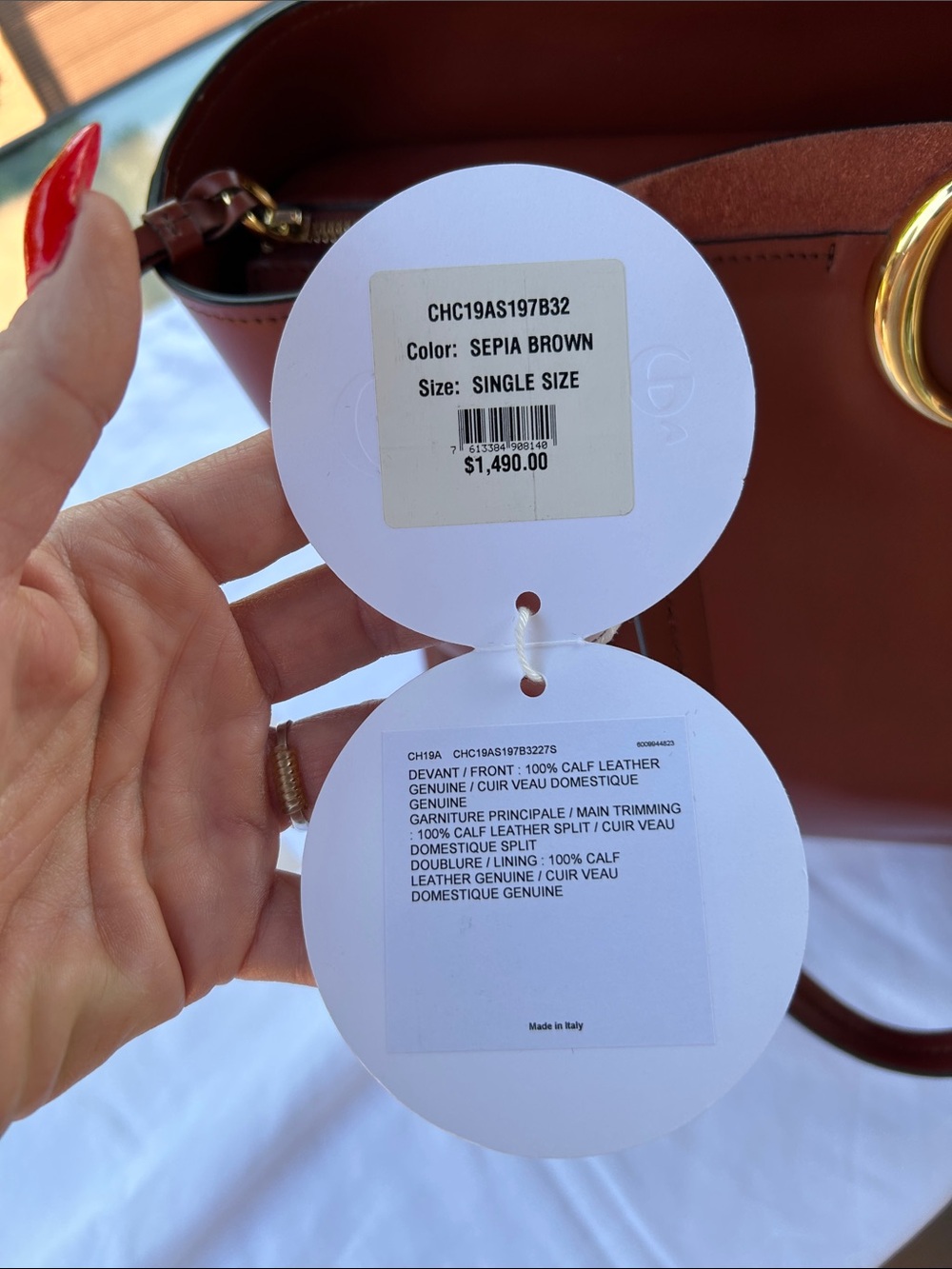 Chloé Brown Leather Tote with Gold 'C' Detail - Picture 12 of 14